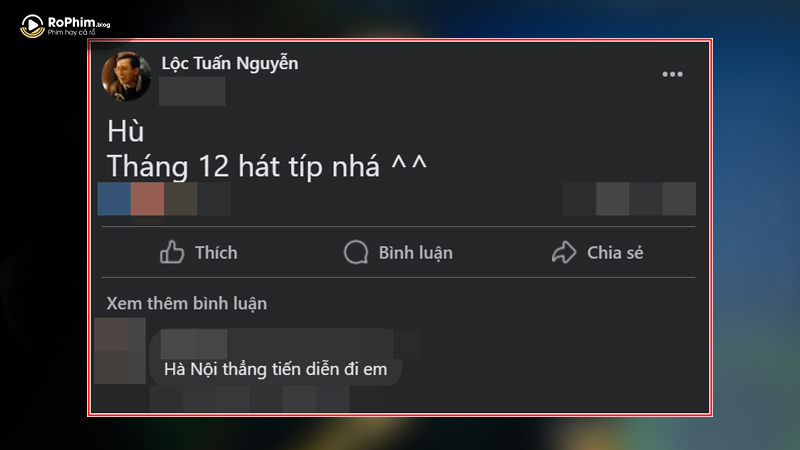 Bài đăng thông báo của Hoài Lâm trên mạng xã hội