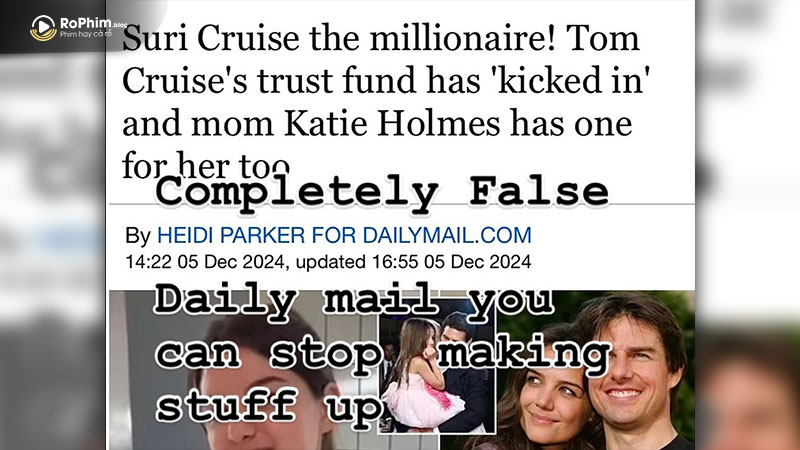 Katie Holmes lên tiếng về bài báo của Daily Mail trên Instagram