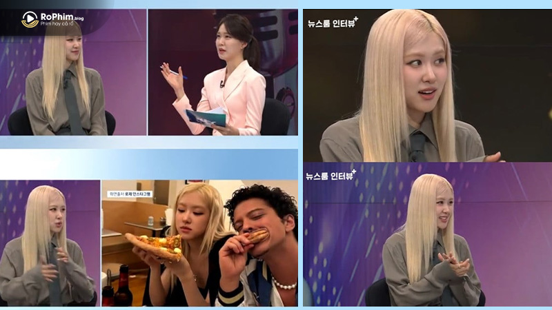 Lisa tham gia talk show và ăn pizza cùng bạn bè, xuất hiện với tóc vàng dài trong không khí thân mật và gần gũi.