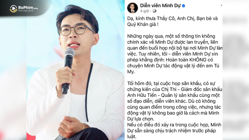 Minh Dự lên tiếng trước lùm xùm bị tố tác động vật lý với con gái nghệ sĩ Lê Quốc Nam