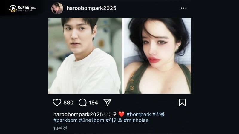 Park Bom đăng bài gọi Lee Min Ho là chồng